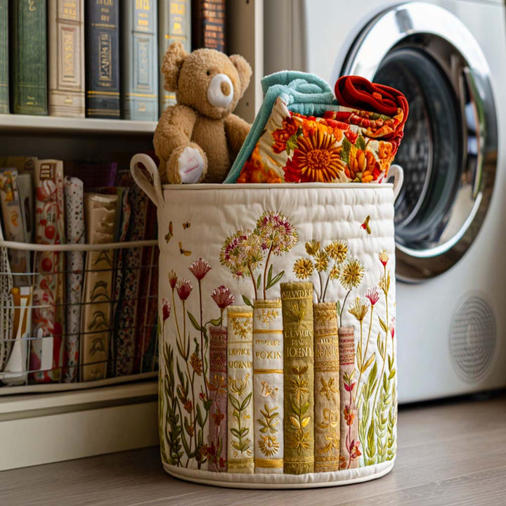 Quilted Laundry Basket with Everyday Scenes by Louise London