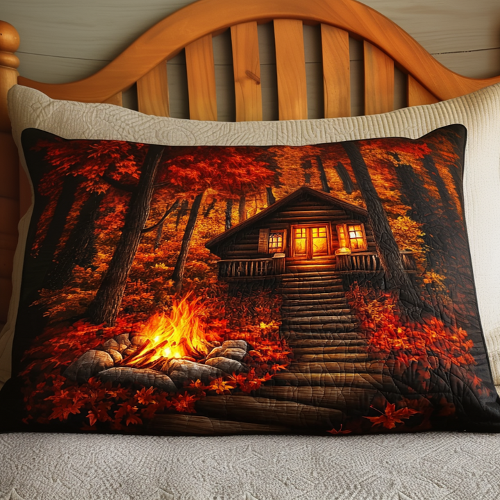 Quilted cushion cover with autumn light by Louise London