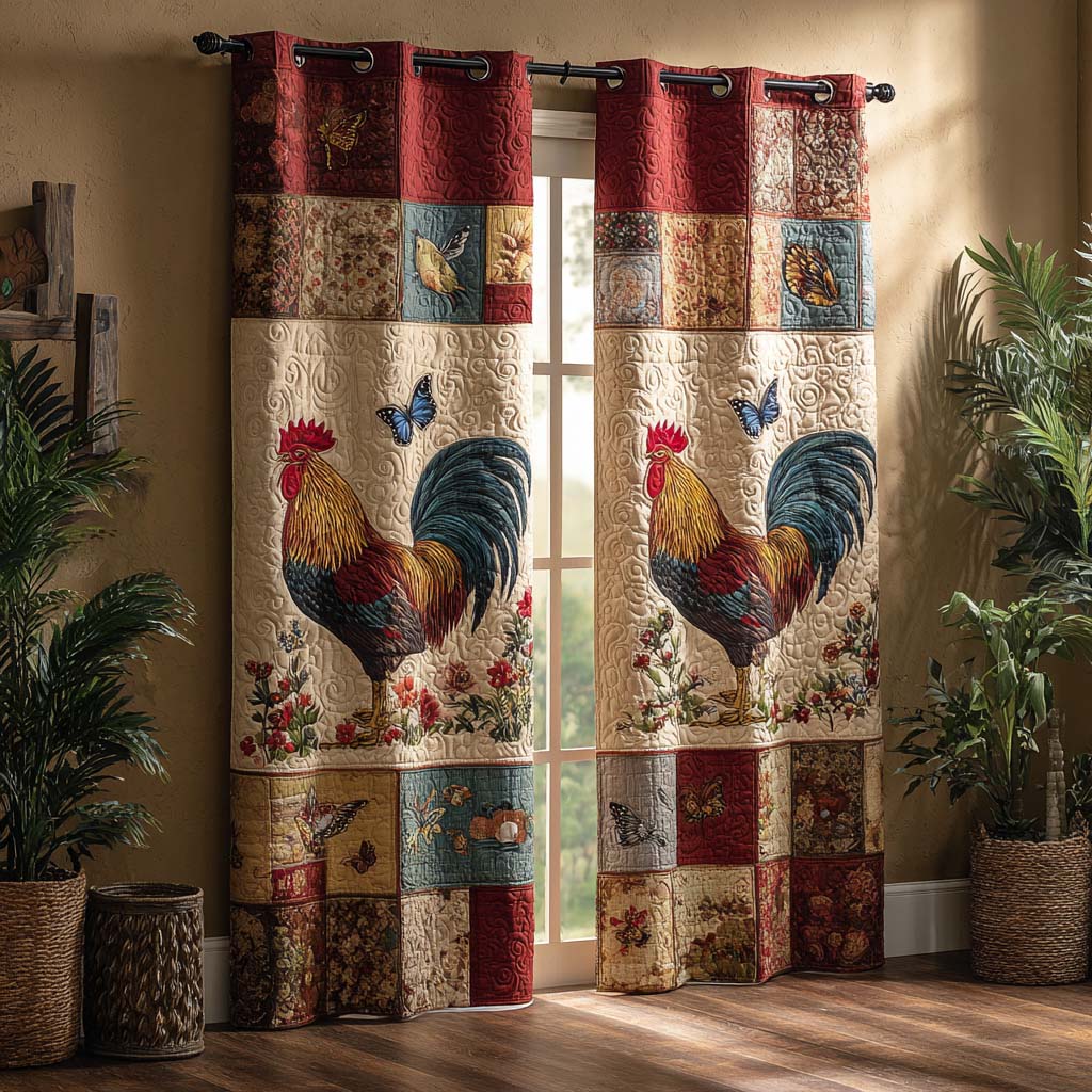 Farm Chicken Pattern Quilted Curtains – Louise London product image 1