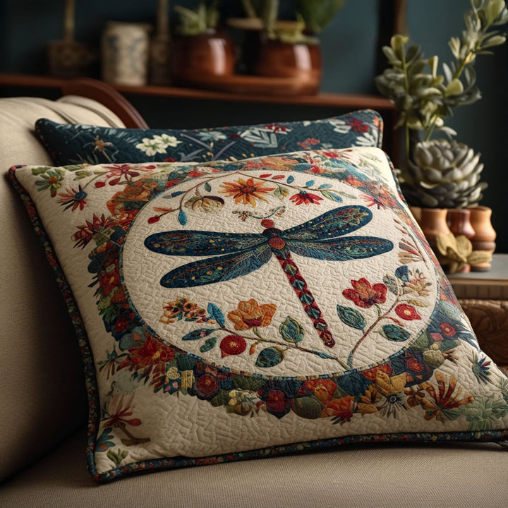 Quilted cushion cover with decorative feathers NCU0PT8213