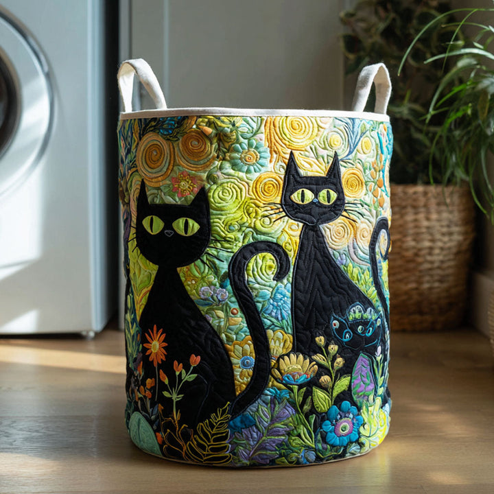 Quilted laundry basket with cats NCU0PTT1168