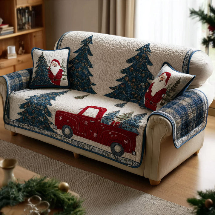 Quilted sofa cover with Christmas pattern – Louise London