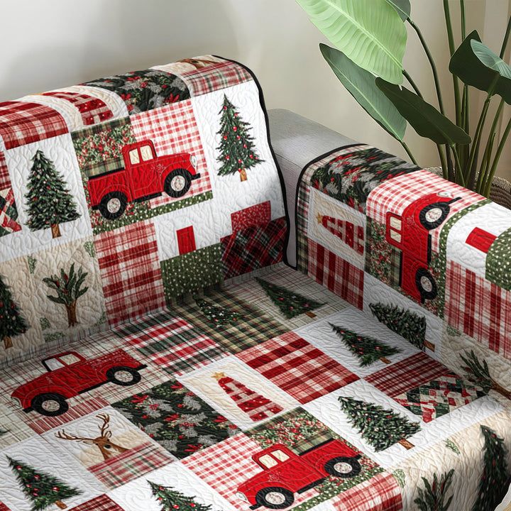 Quilted sofa cover with Christmas pattern