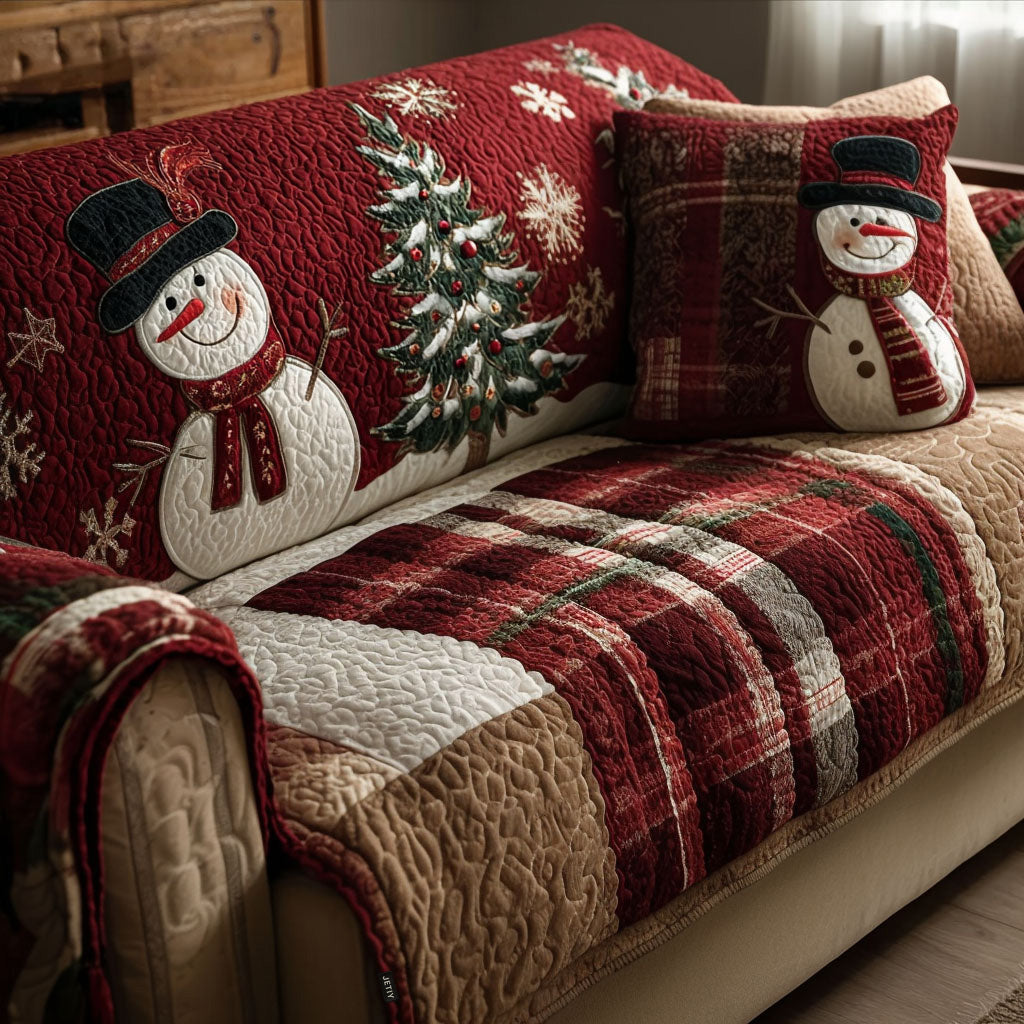 Quilted sofa cover with Christmas pattern – Louise London