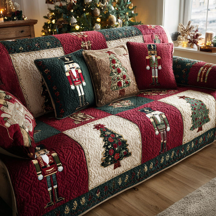 Quilted sofa cover with Christmas pattern – Louise London