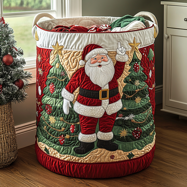 Quilted laundry basket with Santa Claus