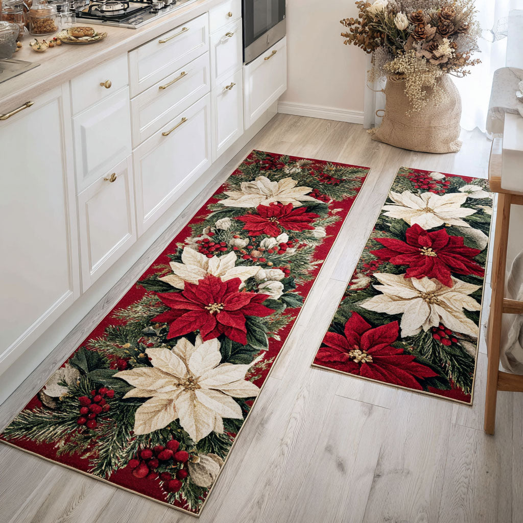 Non-slip festive Christmas kitchen rug by Louise London