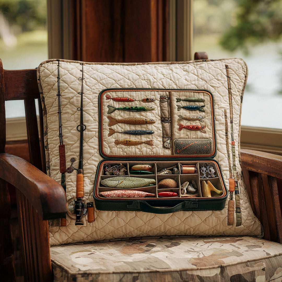 Quilted cushion cover with fish pattern NCU0PT7480