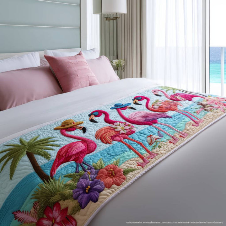 Flamingo Bay quilted bed runner by Louise London