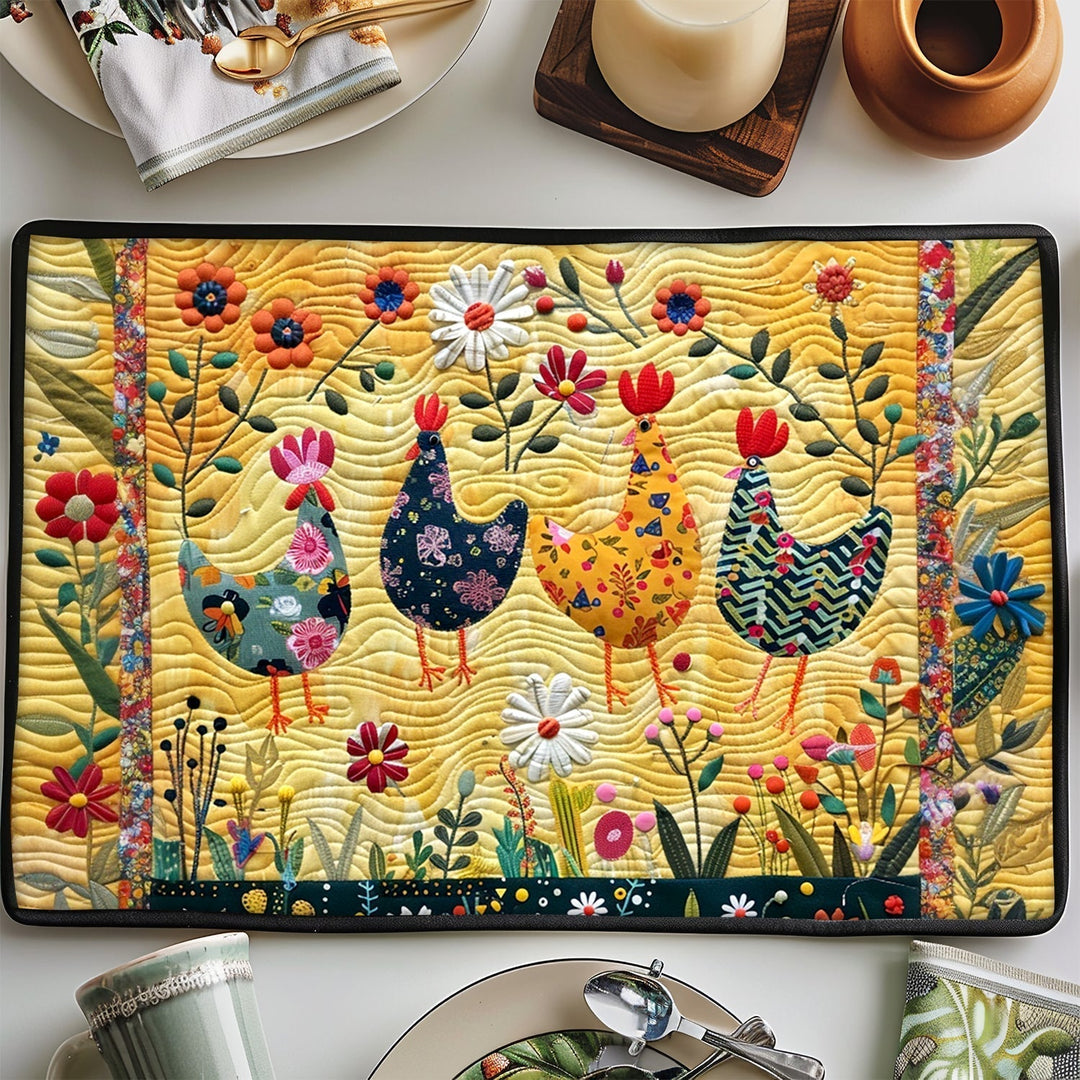 Quilted Placemat with Chicken – quilted placemat image 4 by Louise London
