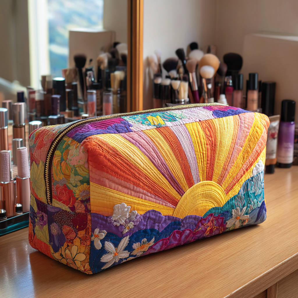 Floral Dawn quilted makeup bag – Louise London