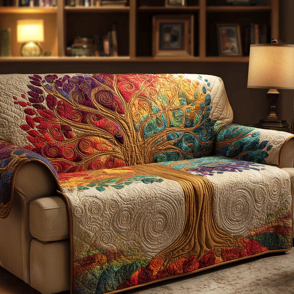 Quilted sofa cover with floral dawn – Louise London