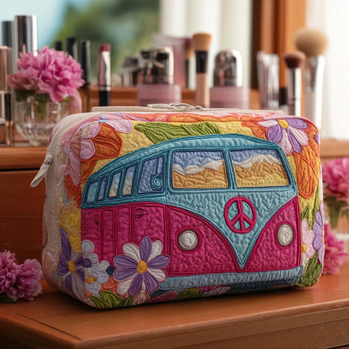 Floral Freedom Van quilted makeup bag – Louise London