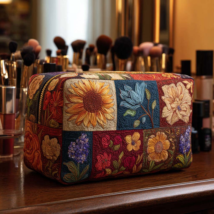 Floral Patch quilted makeup bag – Louise London