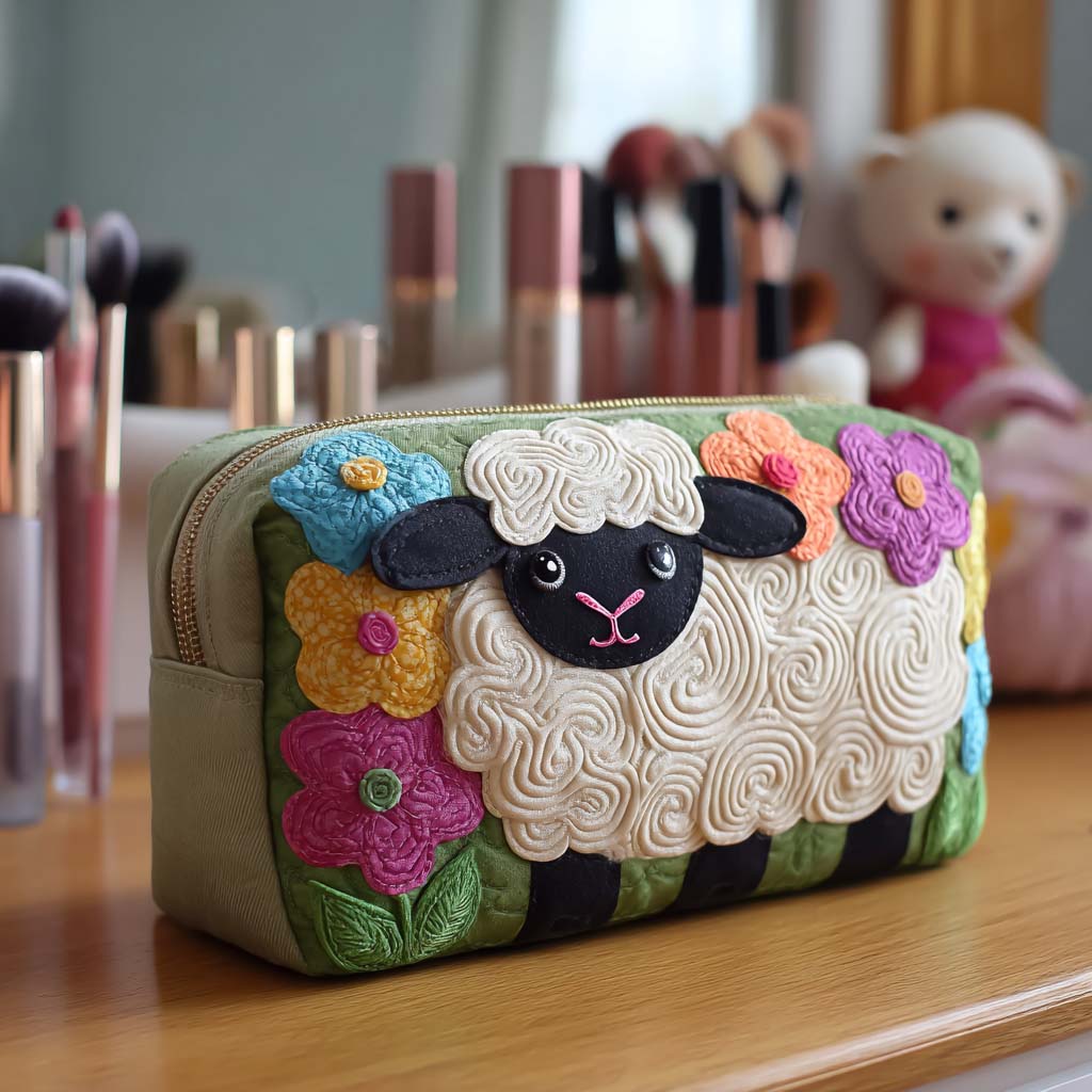 Floral Sheep quilted makeup bag – Louise London
