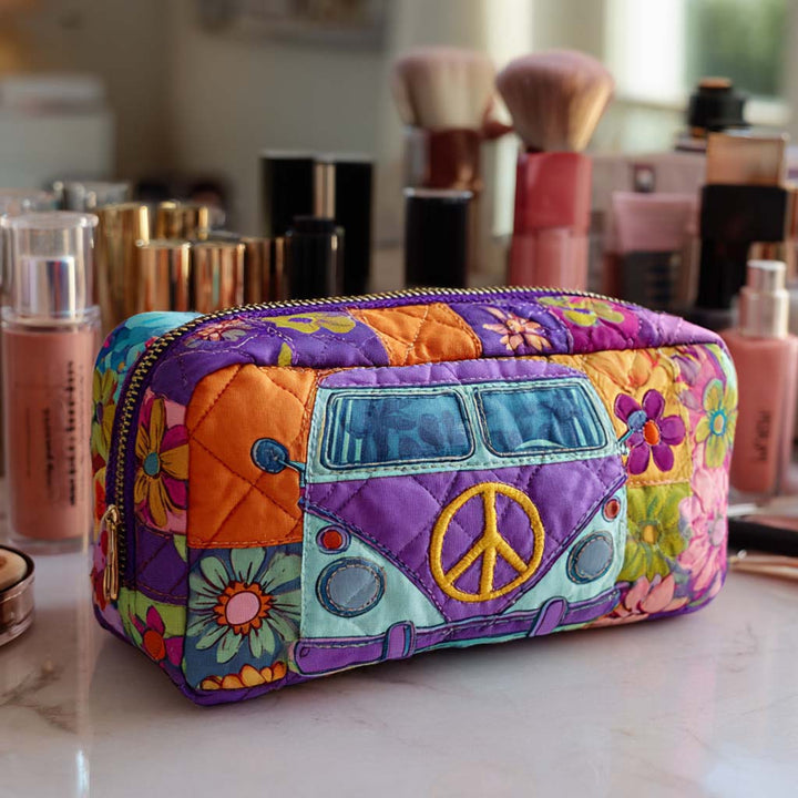 Flower Power Van quilted makeup bag – Louise London