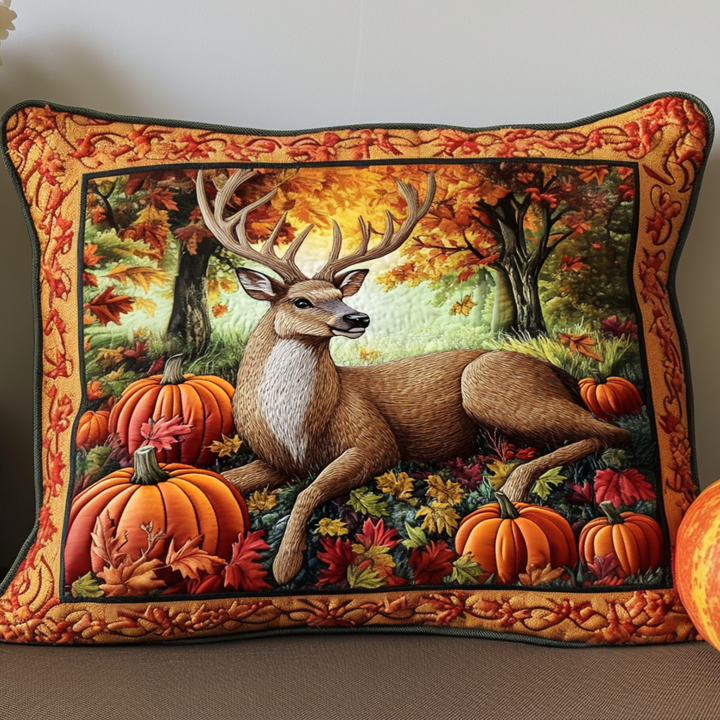 Quilted cushion cover with woodland animals by Louise London