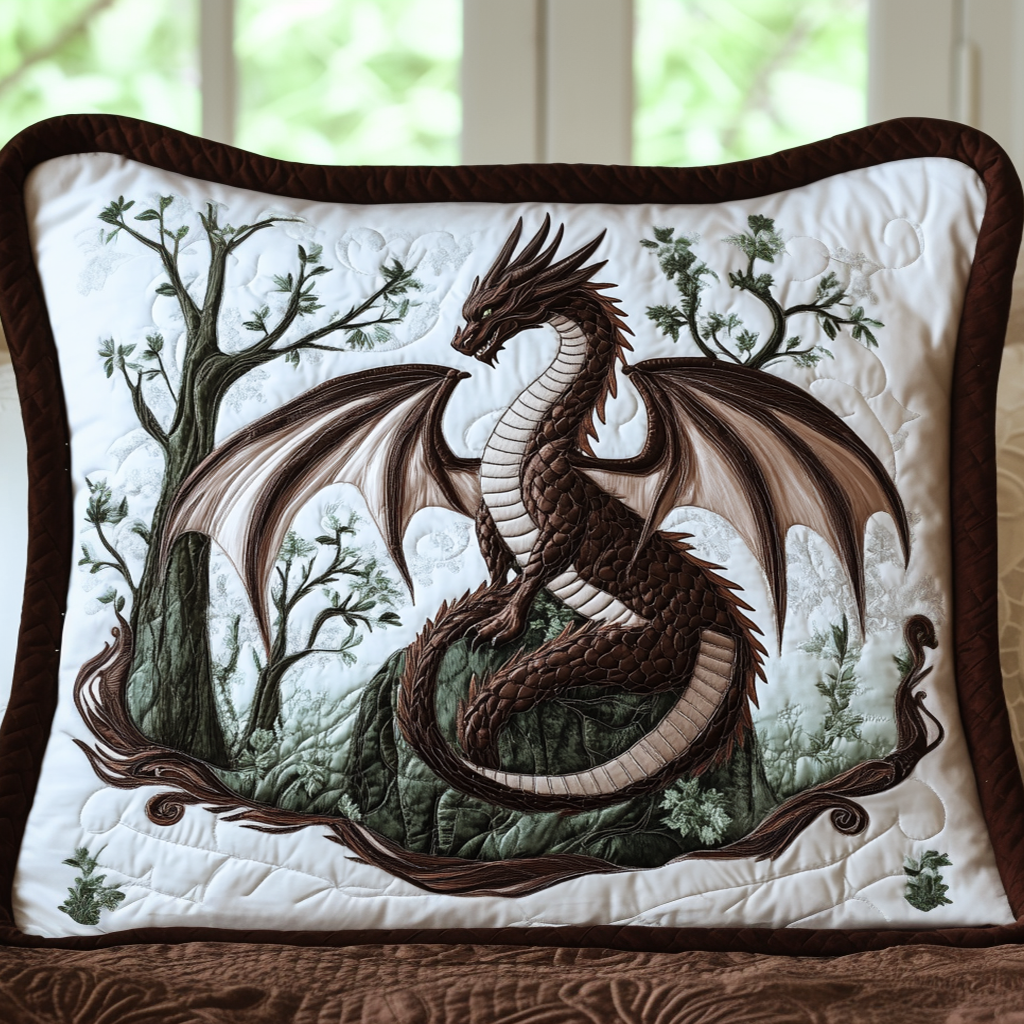 Quilted pillow cover with forest sentinel NCU0NT7985