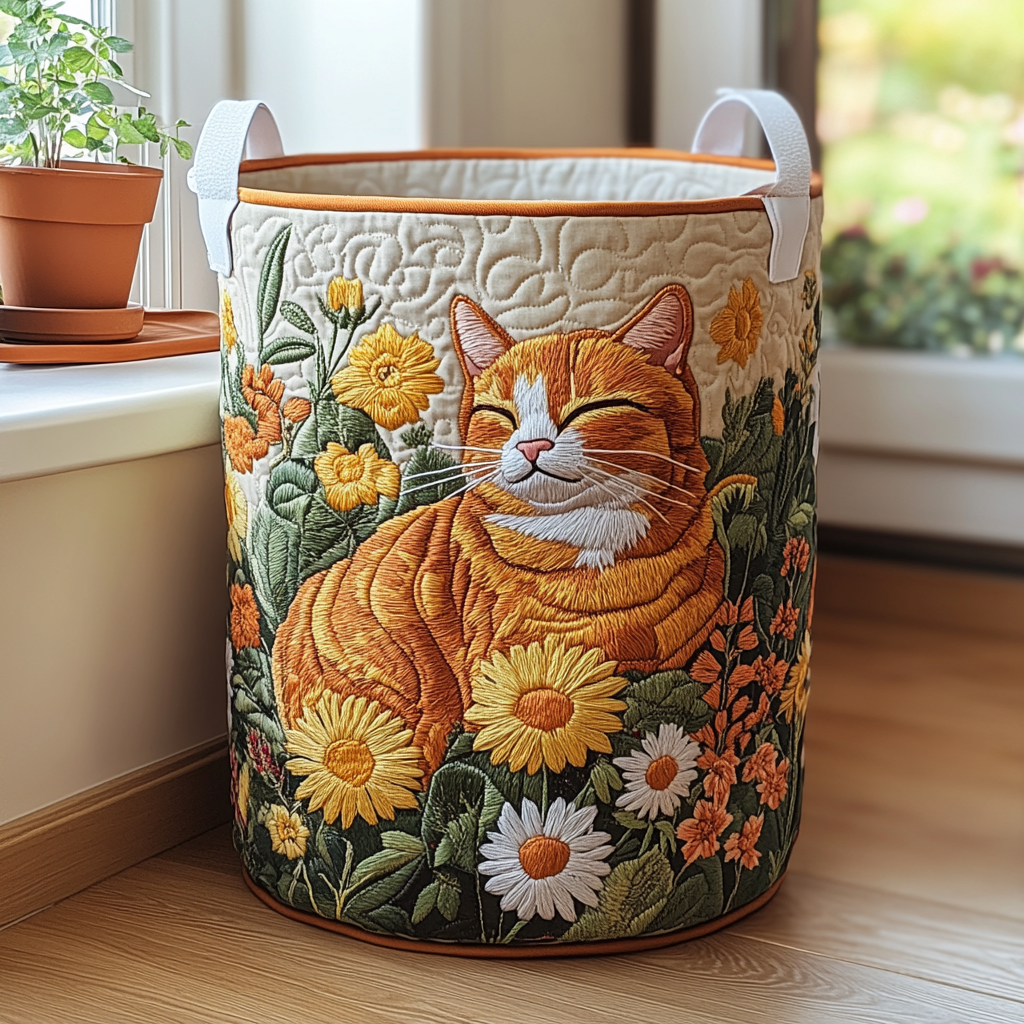 Quilted Cat-Shaped Laundry Basket