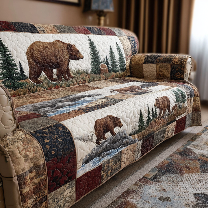 Quilted Sofa Cover with Bear