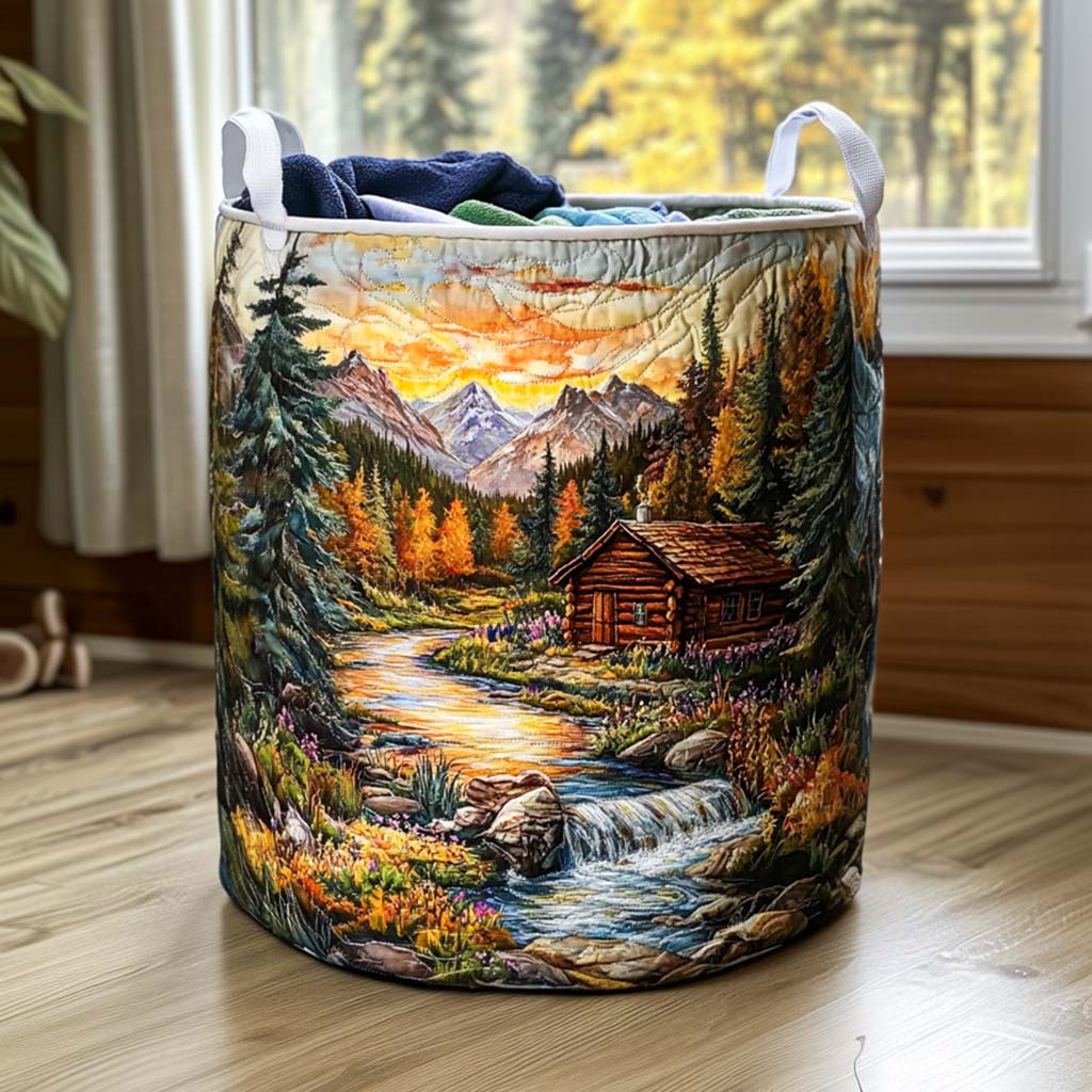 Quilted laundry basket with bees and flowers by Louise London