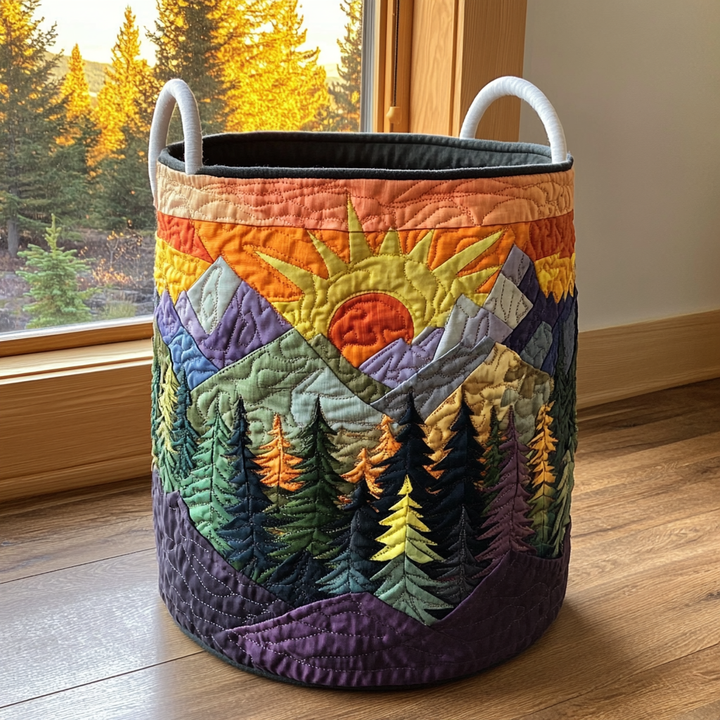 Quilted laundry basket with floral pattern NCU0QN003
