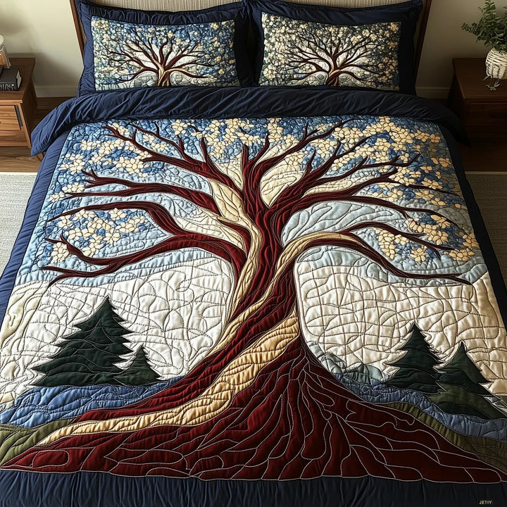 Quilted Bed Cover Set 3 Pieces - Harmony of the Forest by Louise London - product image 1