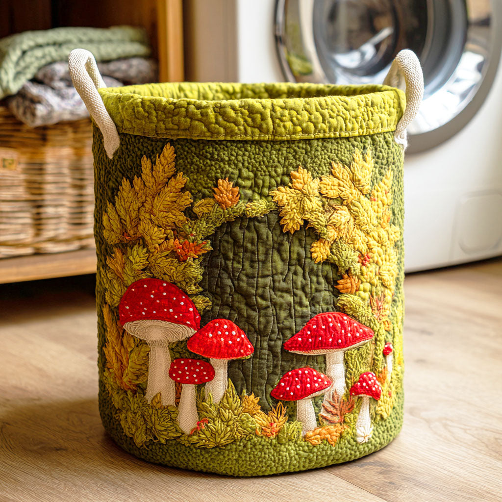 Quilted laundry basket with natural landscape by Louise London