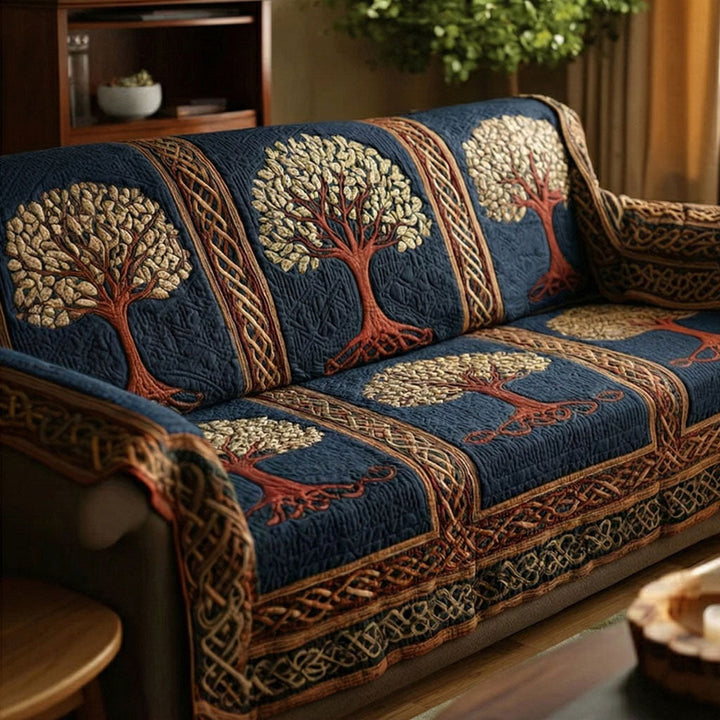 Quilted Sofa Cover with Tree of Life