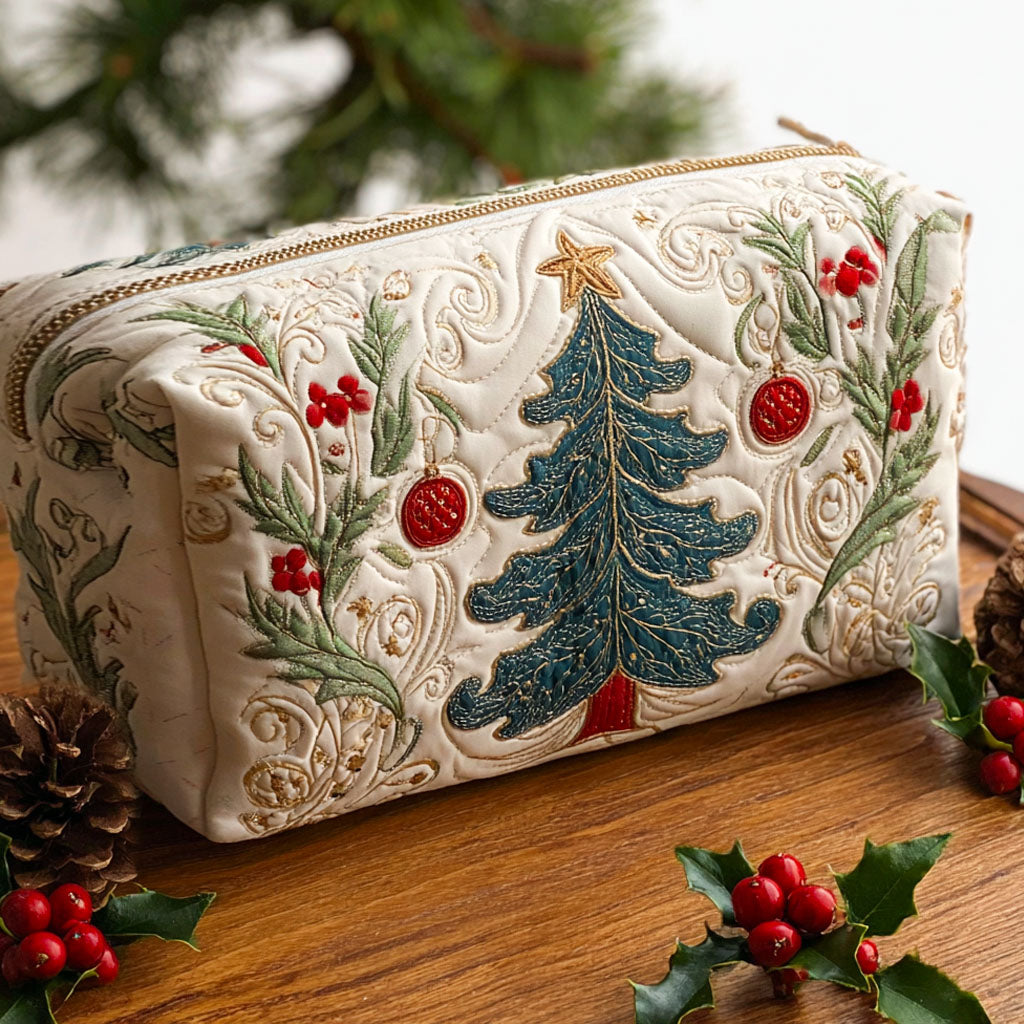 Forest Noel quilted makeup bag – Louise London