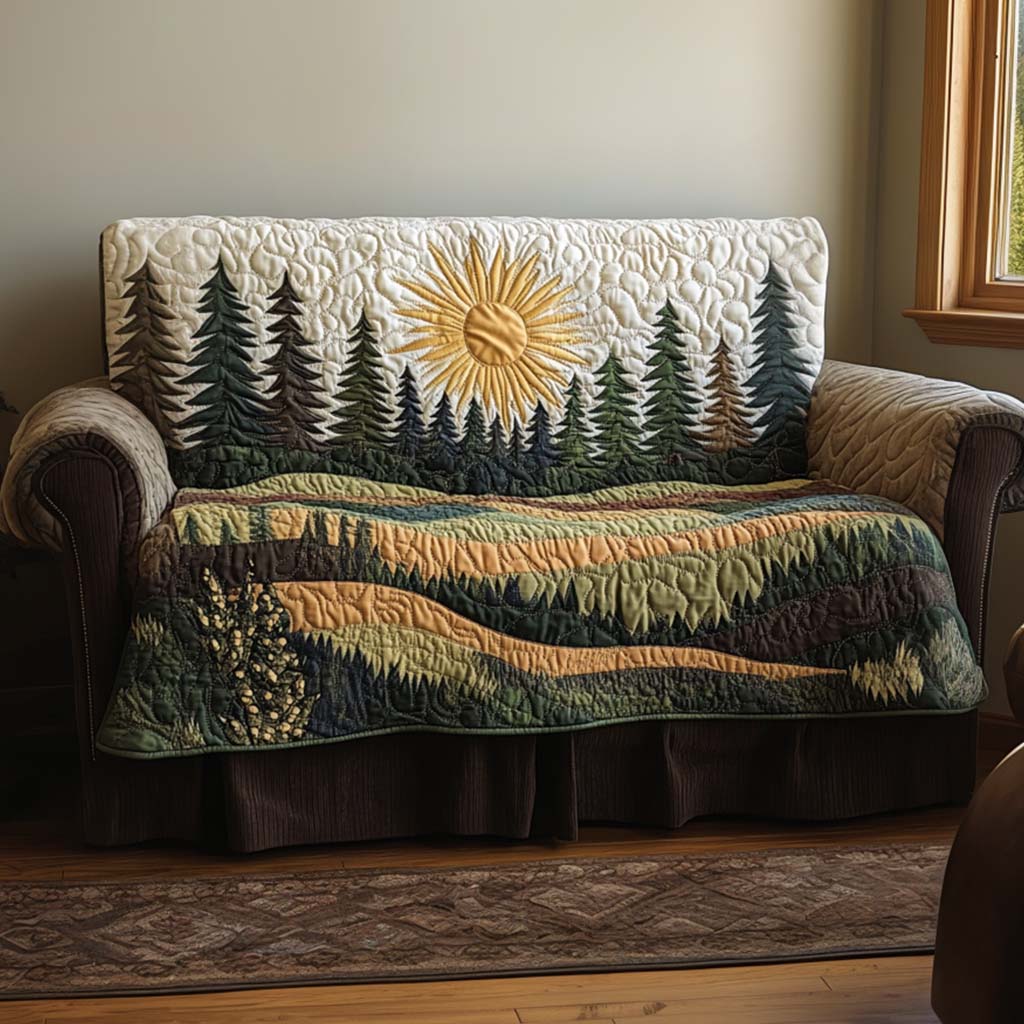 Quilted Sofa Cover with Dawn in the Woods – Louise London