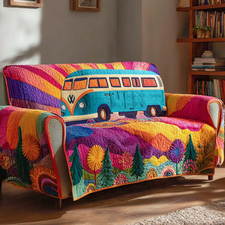 Quilted sofa cover in hippie style