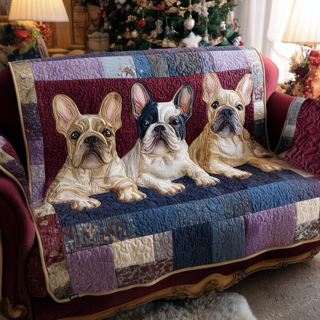 Quilted Sofa Cover with French Bulldog – Louise London