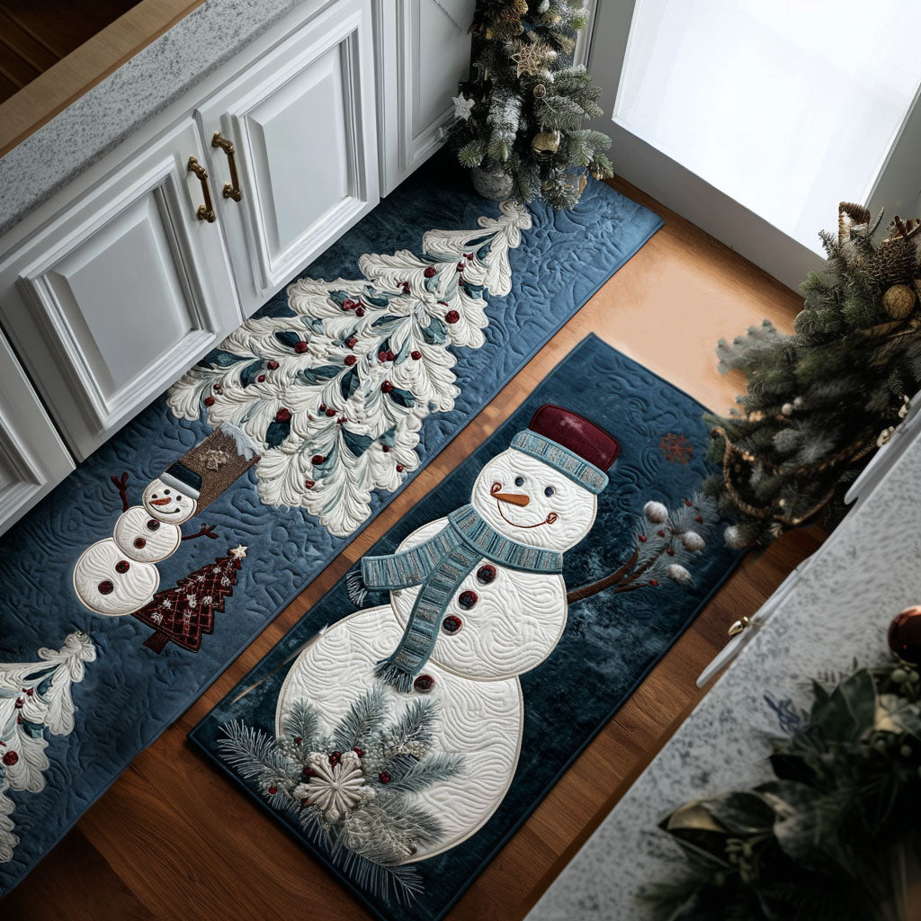 Winter Non-Slip Kitchen Rug with Snowy Details by Louise London