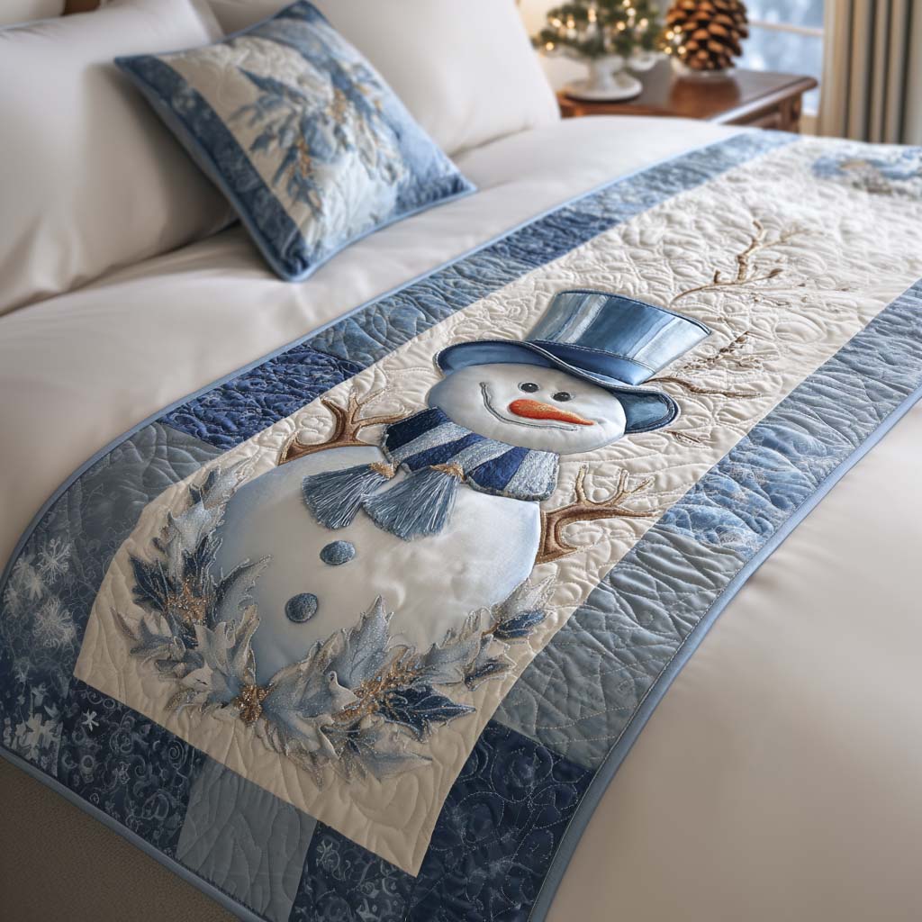 Frosty Charm quilted bed runner by Louise London