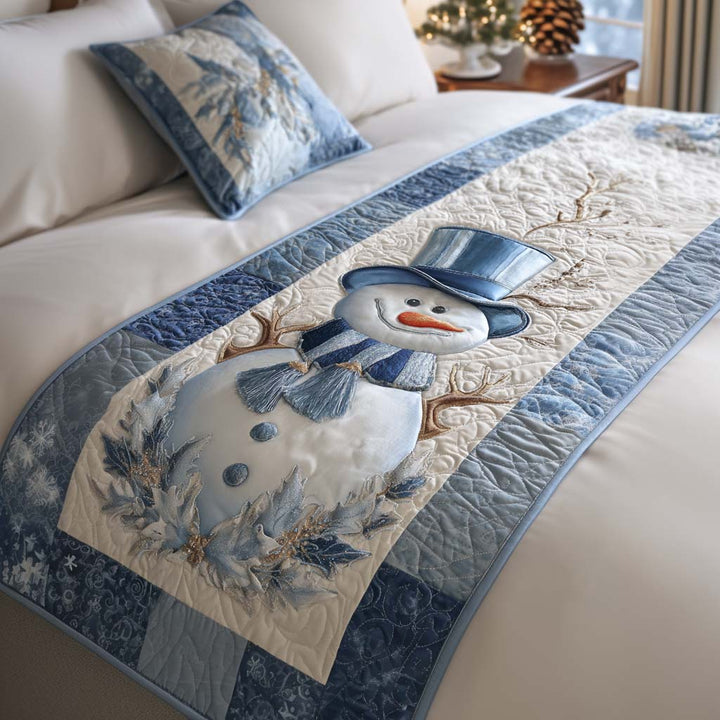 Frosty Charm quilted bed runner by Louise London