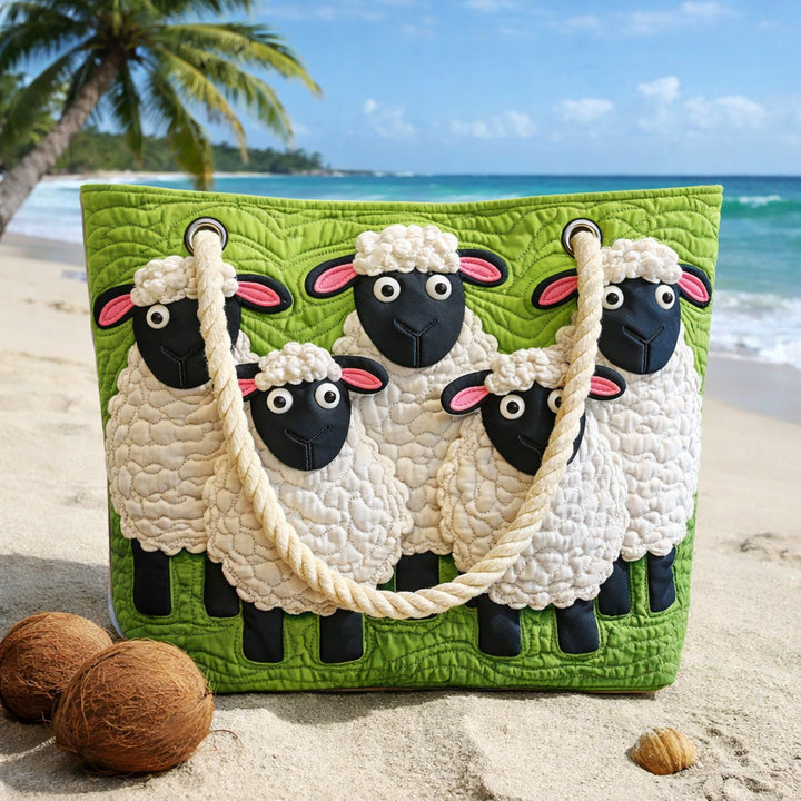 Sheep beneath the Sky Large Quilted Beach & Pool Bag
