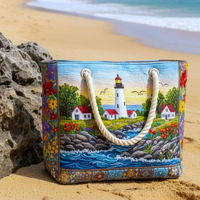Coastal Lighthouse Large Quilted Beach & Travel Bag