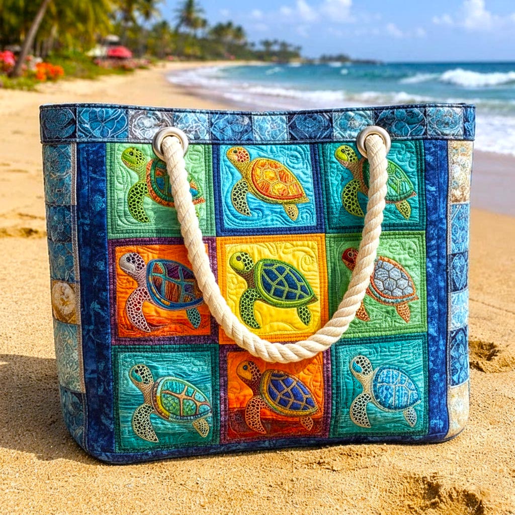 Tranquil Turtle Large Quilted Beach & Travel Bag