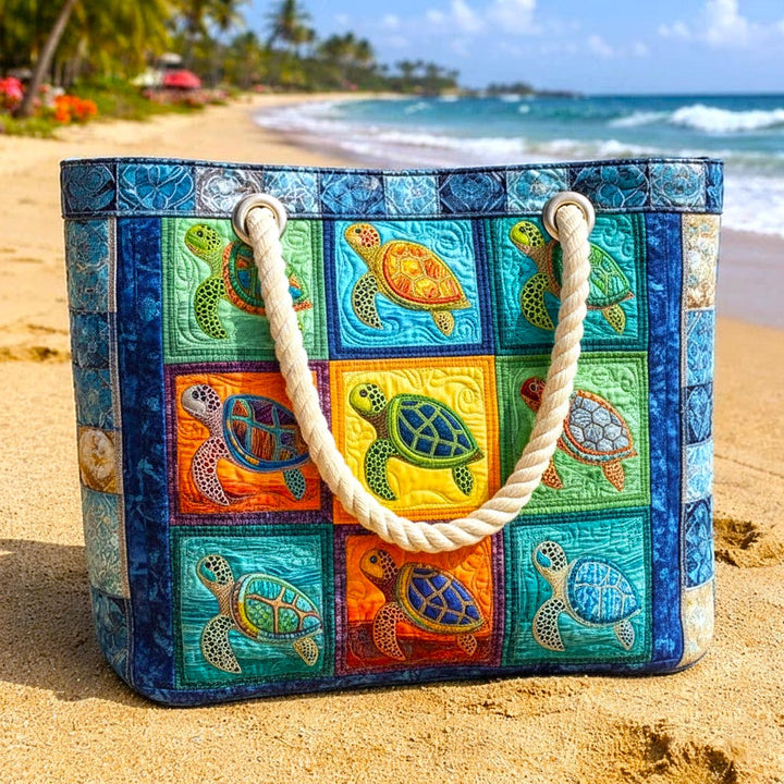 Tranquil Turtle Large Quilted Beach & Travel Bag