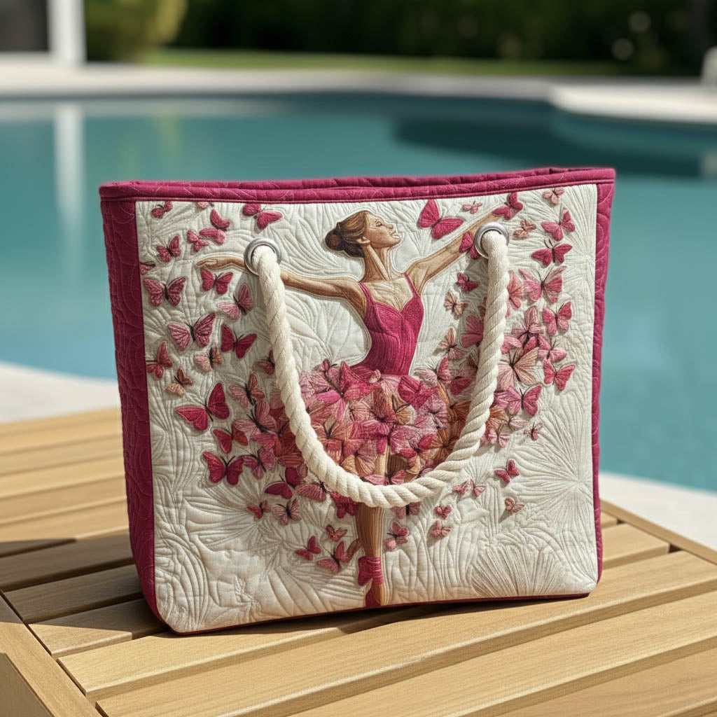 Graceful Ballerina Large Quilted Beach & Travel Bag