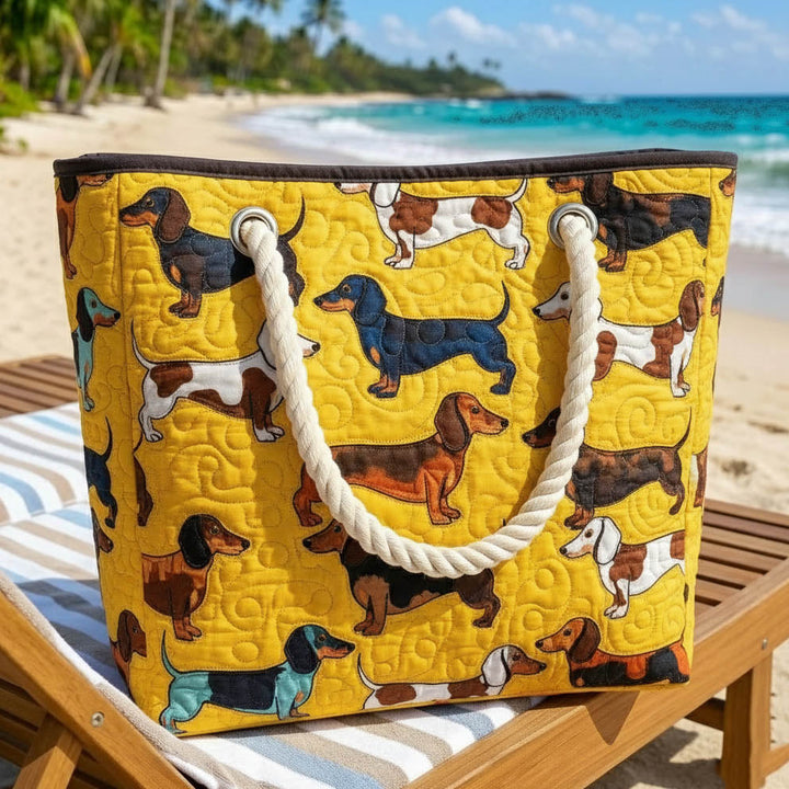 Dachshund Quilted Beach Bag – Large Summer Tote