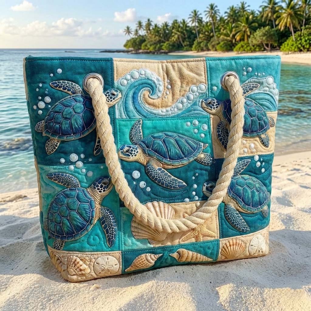 Turtle Bay Quilted Beach Bag – Large Summer Tote
