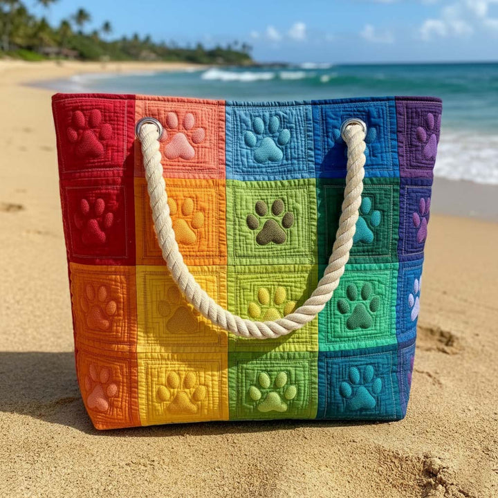 Animal Design Quilted Beach Tote – Patchwork Paw Prints