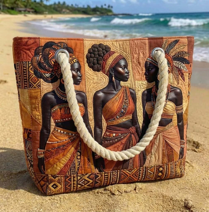Radiant African Queens Large Quilted Beach & Travel Bag