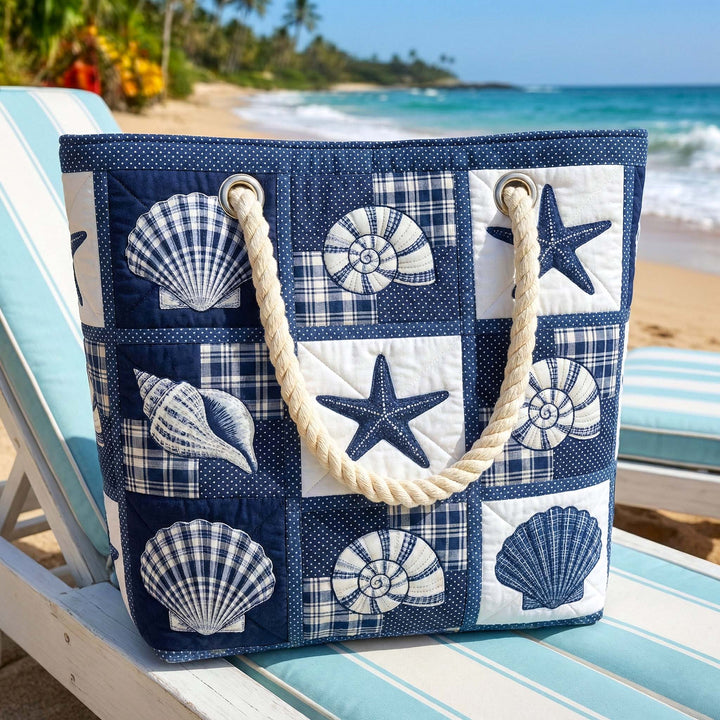 Serene Seashells Large Quilted Beach & Travel Bag