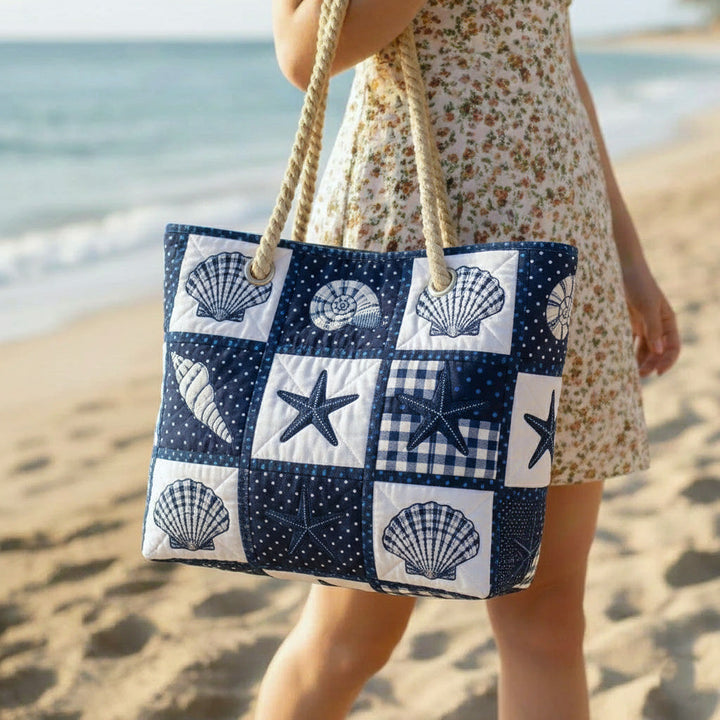 Serene Seashells Large Quilted Beach & Travel Bag