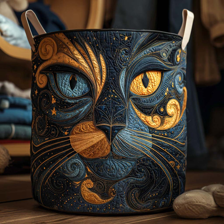 Quilted laundry basket with cats by Louise London