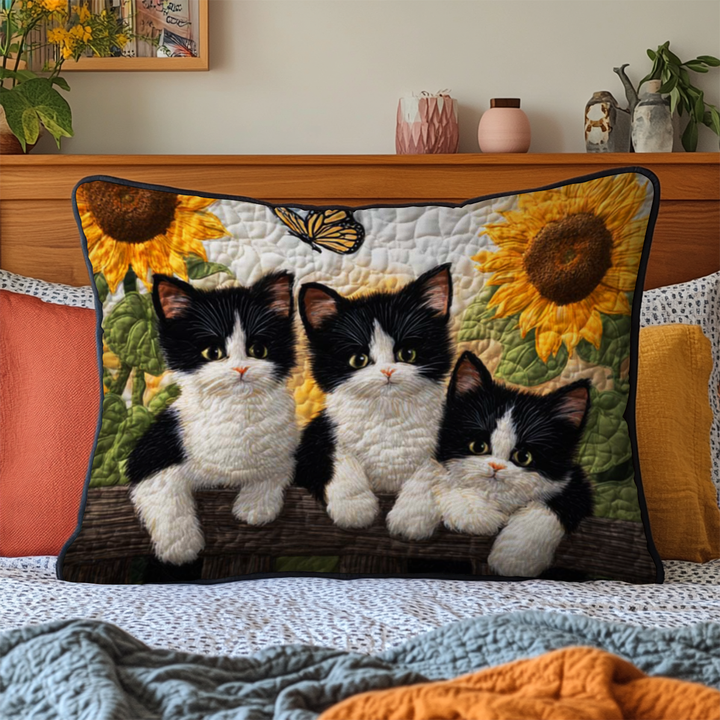 Quilted cushion cover with decorative garden by Louise London