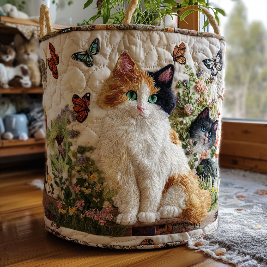 Quilted laundry basket with floral pattern by Louise London